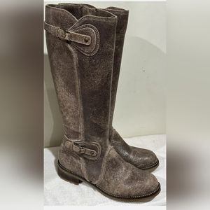 Schuler & Sons Philadelphia Tan Leather Harness Knee High Boots Womens S…